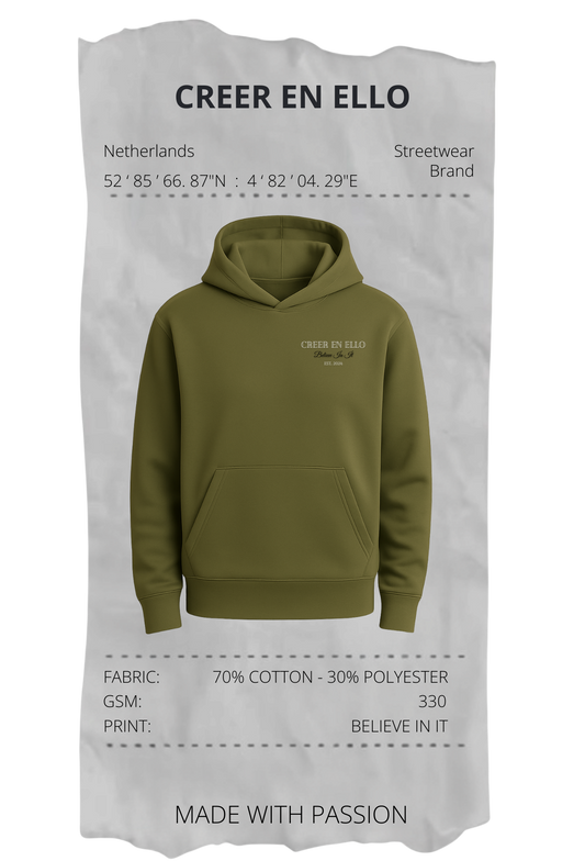 CEE X Believe in it - Hoodie Pale Olive