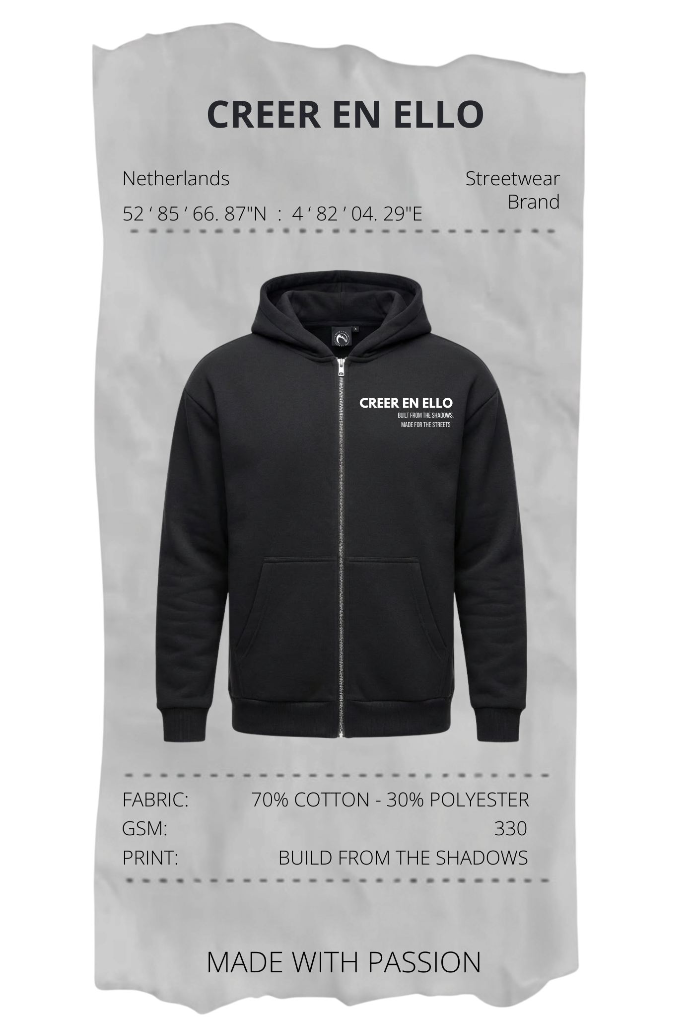 CEE X Build from the shadows - Zip Hoodie Black