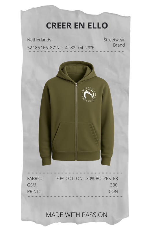 Creer en ello icon - Zip Hoodie Pale Olive
