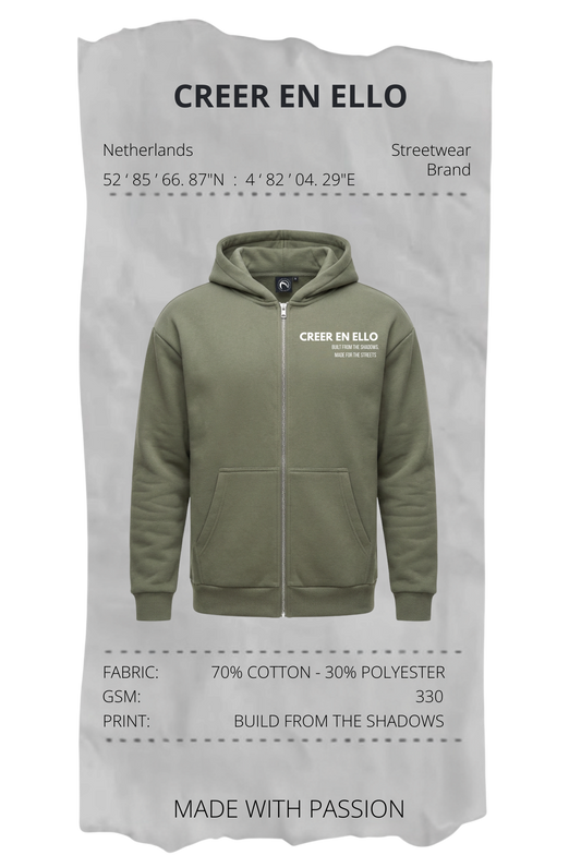 CEE X Build from the shadows - Zip Hoodie Pale Olive