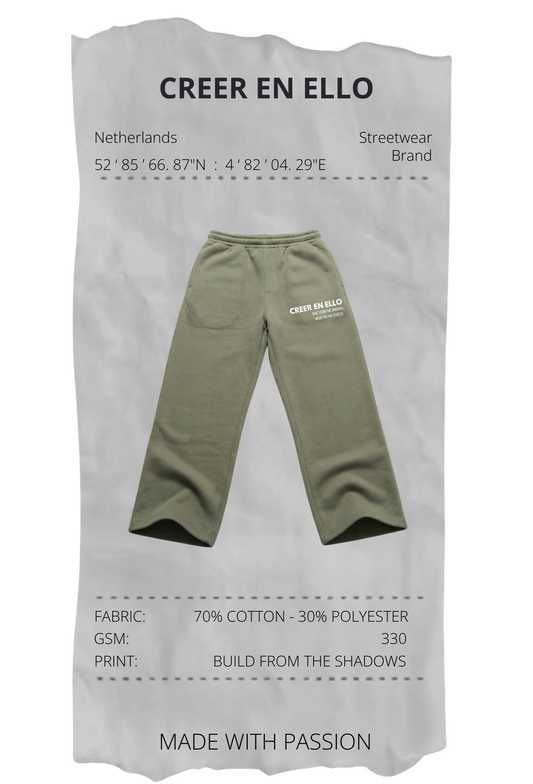CEE X Build from the shadows - Track Sweatpants Pale Olive