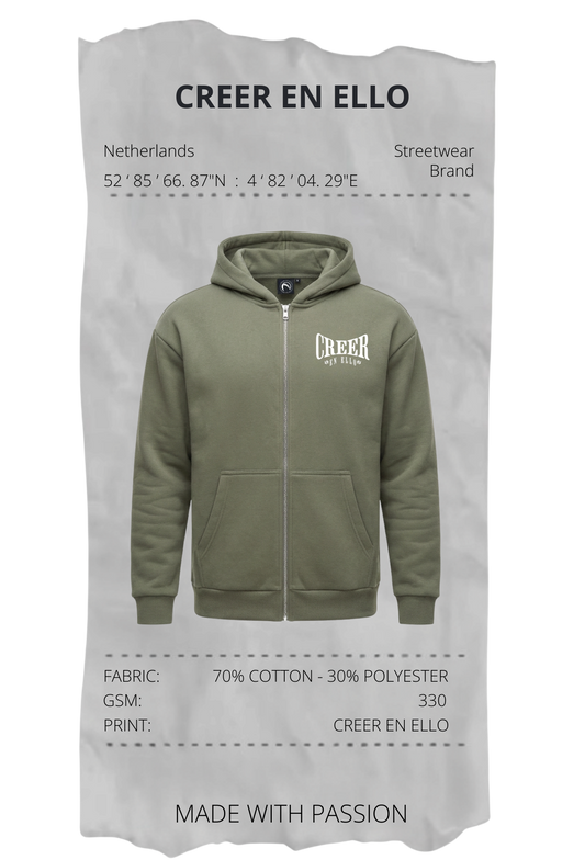 CREER EN ELLO - Zip Hoodie Pale Olive