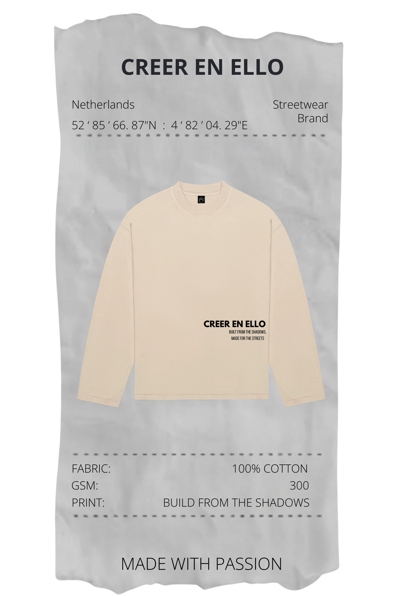 CEE X Build from the shadows - Longsleeve TEE Creme