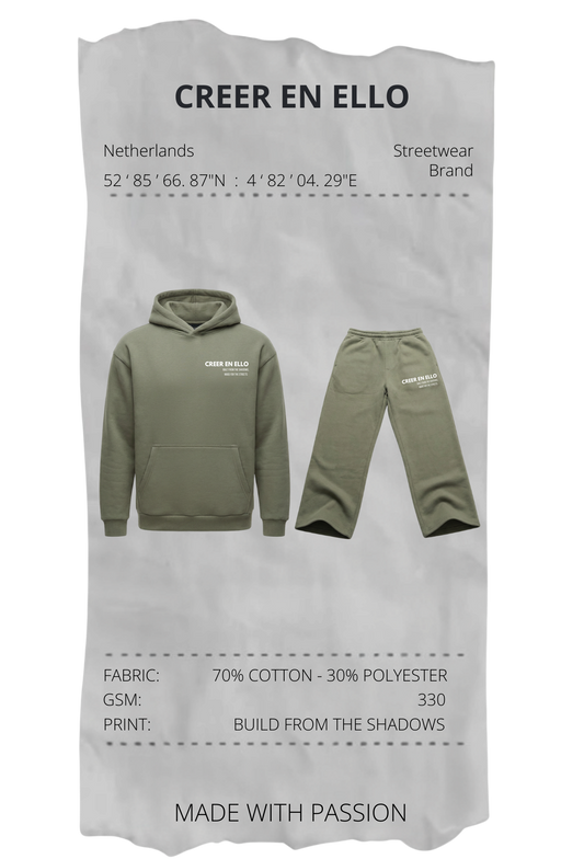 CEE X Build from the shadows - Tracksuit Pale Olive